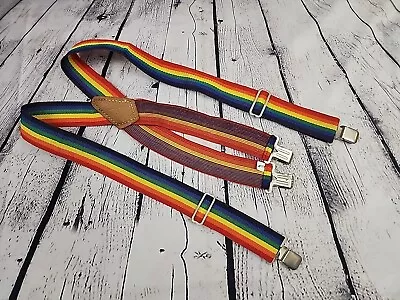 Vintage Rainbow Suspenders Gay Pride Mork And Mindy Wide 1970s 1980s • $12.95