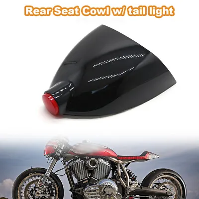 Rear Seat Cowl Cover With LED Light Fairing Gloss Black Fit For Cafe Racer • $96.81