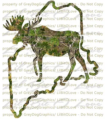 Camouflage Camo Maine Moose Hunting Vinyl Decal Hunt Sticker Hunter Bull • $5.95