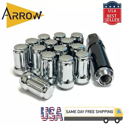 20x 1.4  Chrome M14x1.5 Spline Tuner Lug Nuts And Key Fit Ford Lincoln UAZ • $19.31