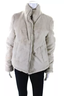 Zara Womens Full Zip Turtleneck Faux Fur Coat Jacket Beige Size Medium • $42.69