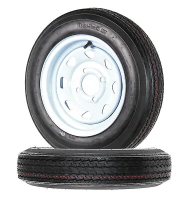 Two Trailer Tires On Rims 4.80-12 480-12 4.80 X 12 LRB 4Lug Wheel White Spoke • $117.96