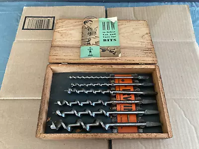 Vintage 6-Piece One Irwin Auger Bit Set Stock No. BBM Original Wooden Box W/Book • $20