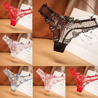 £2.90 • Buy Women Sexy Lace Panties Cotton Crotch Low Waist Transparent Underwear Briefs-DS
