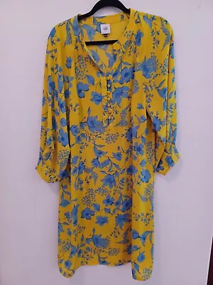 NWOT Cabi Dress Womens Sz L Yellow Blue Floral Lemon Drop 5794 No Belt Shift • $44.95