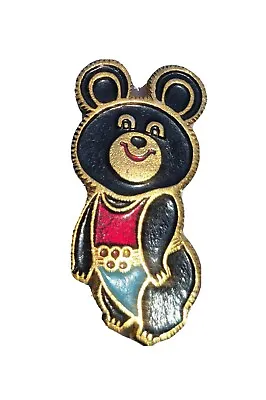 1980 Moscow Olympics Pin Misha The Bear Mascot Brooch Pin Vintage Original  • $9.99