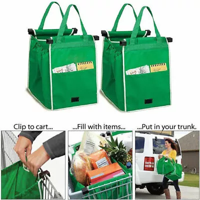 2x Grocery Shopping Bag Foldable Tote Eco-friendly Reusable Supermarket Large • $13.89