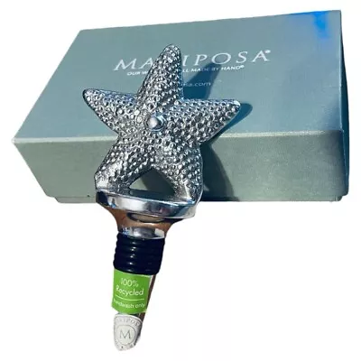 Mariposa Starfish Recycled Aluminum Silver Bottle Wine Stopper NEW • $19.95