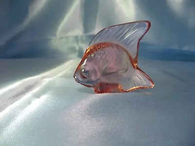 New Lalique Crystal Opaque Pink Fish Figurine Collection Signed Glass France  • £76.01