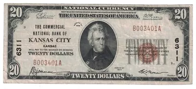 U.S. (Kansas City KS) - Series Of 1929 $20.00 National Currency Banknote • $165