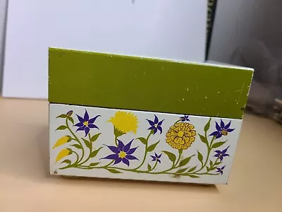 Vintage Syndicate Mfg Co Tin Metal Recipe Box Flower Design  • $8