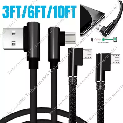 90 Degree Right Angle Micro USB Cable Fast Charging Cord 3/6/10FT For Samsung LG • $6.66