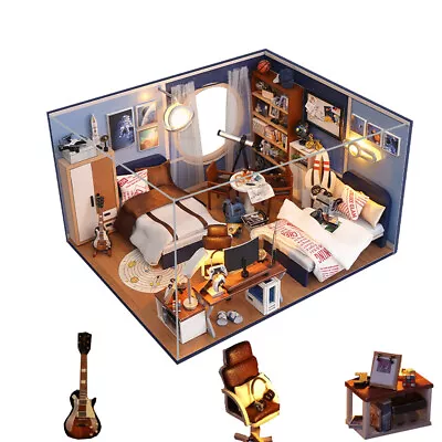 DIY Dollhouse Miniature With LED Furniture Doll House Wooden Kit With Dust Cover • $27.50