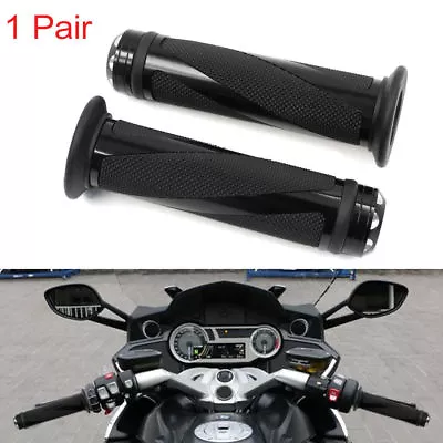 Black 7/8  Universal Motorcycle Handle Bar End Caps Gel Hand Grips Sports Bikes • $12.41