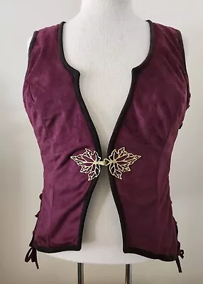 Soft Faux Suede Steampunk Waistcoat Renaissance Vest Size L - Lace Up Adjustable • $89.95