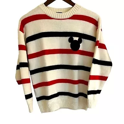 Disney & Forever 21 Red Black White Striped Mickey Mouse Sweater Women’s S • $21.95