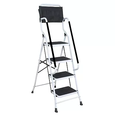 Folding 4-Step Safety Step Ladder- Step Stool Padded Side Handrails Tool Pouch • $99.99