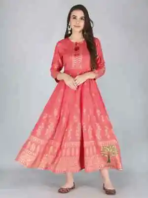 Women's Designer Anarkali Rayon Kurta Gown Indian Bollywood Tunic Kurti Dress • $49.54
