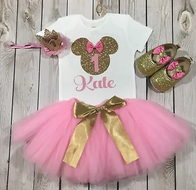 Minnie Mouse First Birthday Tutu Outfit Mickey Mouse First Birthday Pink Tutu • $65