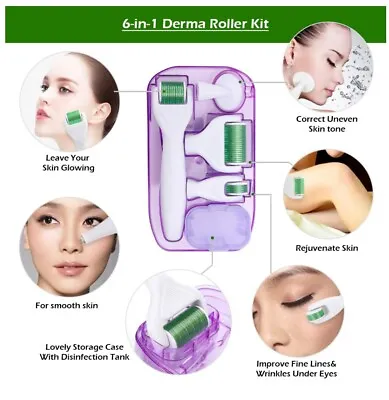 $30.80 • Buy 6 In 1 Derma Roller Needle Microdermabrasion Facial Microneedle Kits DIY Home 