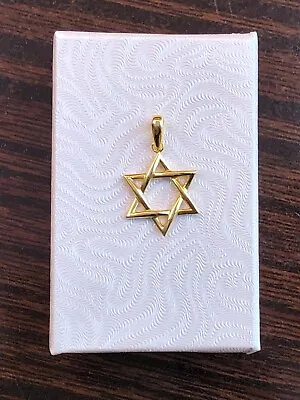 Plain Gold Star Of David Pendant 925 Sterling Silver Mens Womens 17mm(0.67 /26mm • $24.95