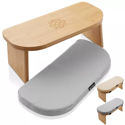 Bamboo Meditation Bench - Folding Yoga Stool With Cushion And Carry Bag • $26.99