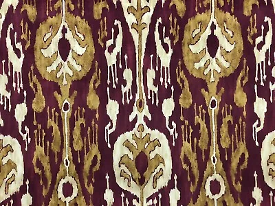 ZOFFANY  Kashgar  CURTAIN UPHOLSTERY FABRIC DESIGN COTTON VELVET 1.5m RED/GOLD • £49.99