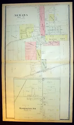 City Of Armada Antique Plat Map 1895 Macomb County Michigan Washington P.O. • $32.50