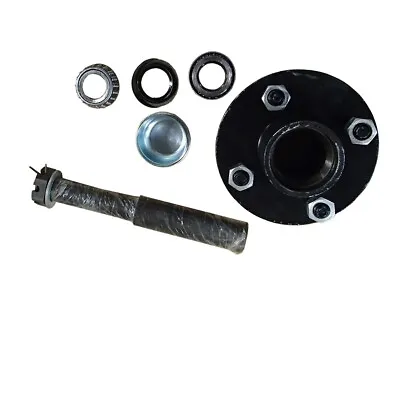 Trailer Axle Kit Assembly With 4 On 4  Bolt Idler Hub & 1  Round BT8 Spindle • $47.74