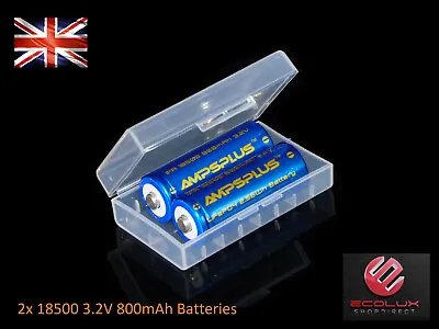 2x 18500 800mAh 3.2V Battery LiFePO4 Lithium Rechargeable Solar Light Batteries • £8.99