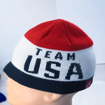 2017 USA Olympic Team USA Beanie Red White Blue Beanie Tobbogan Ski Snowboard • £14.48