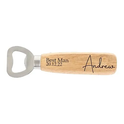 £6.99 • Buy Personalised Engraved Wooden Bottle Opener Wedding Party Thank You Best Man Gift