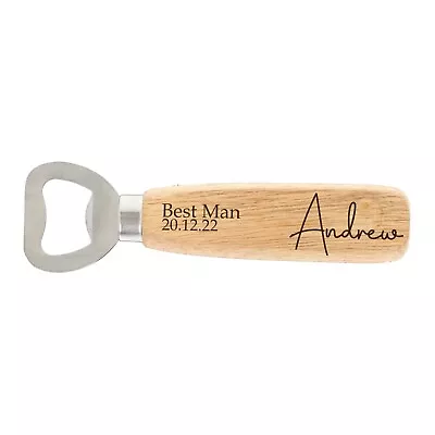 £6.99 • Buy Personalised Engraved Wooden Bottle Opener Wedding Party Thank You Best Man Gift