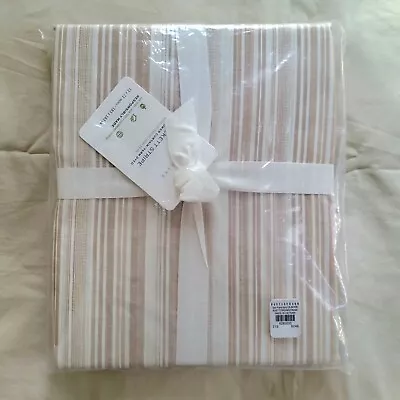 Pottery Barn Beckett Stripe Tan Textured Weave Cotton Fabric Shower Curtain NEW • $26.50