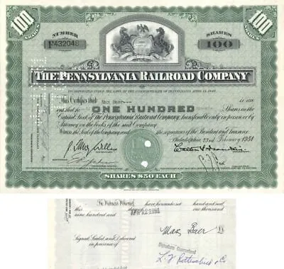 Max Baer Signed Pennsylvania Railroad Co. Stock Certificate - Famous Boxer Autog • $1785