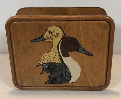 Vintage Wood Napkin Holder Ducks Country Farmhouse Mid Century 5” X 6” X 2.5” • $12.73