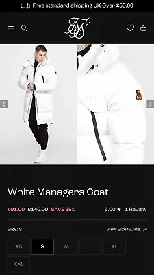 Men's Sik Silk Jacket - Brand New With Tags - Managers Coat - White - RRP - £140 • £1