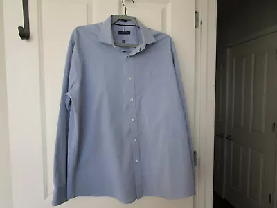 Tommy Hilfiger Mens Dress Shirt Cotton Blue Polka Dot - XL 17-17.5 / 36-37 • $9.99