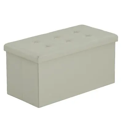 Folding Ottoman Storage Box Pouffe Footstool Rest Seat Cushion Toy Box 38/76cm • £20.99