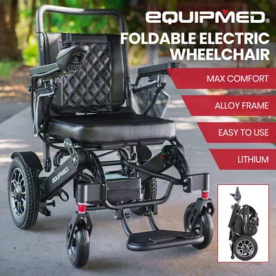 EQUIPMED Electric Folding Wheelchair Long Range Power Lithium Alloy Motorised • $1299