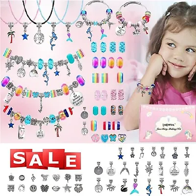 Toy Gifts For 5 6 7 8 9 10 Year Old Girls Girls Charm Bracelet Making Kit Set • £11.85