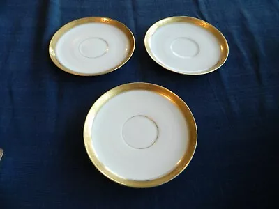 ROSENTHAL CHINA CONTINETAL #1679 (3) 6  Saucers Embossed Gold Trim           8-1 • $14.99