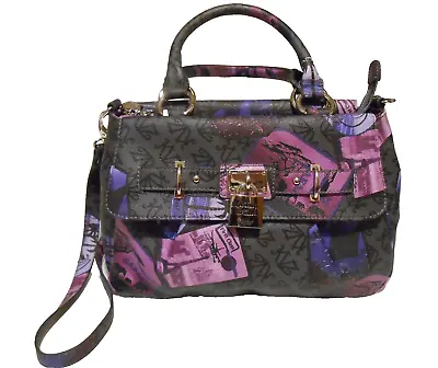 Kathy Van Zeeland Purple Black Shoulder Bag Patterned Travel Bag • $16.99