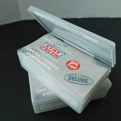 Stay Fresh Cream Cheese Storage Containers Lot Of 2 5  X 2.75  NEW Plastic • $17.50