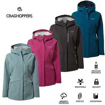 Craghoppers Womens Caldbeck Waterproof Breathable Stretch Hooded Jacket Coat • £76.99