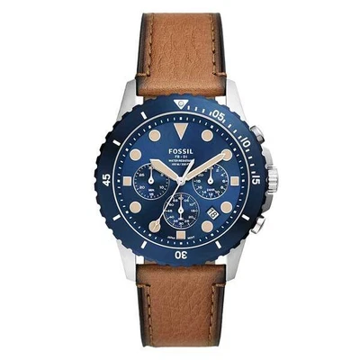 $189 • Buy Fossil FB-01 Chronograph Tan Eco Leather Watch (FS5914)