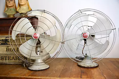 2 Vintage GE General Electric Vortalex 3 Speed Oscillating Fans 16  Industrial • $359.99
