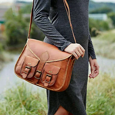 13'Genuine Leather Mens Vintage Laptop Shoulder Crossbody Messenger Bag Satchel  • $40.89