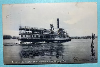 Vintage Postcard Steamer Burlington Delaware River Bristol Pennsylvania 1906 • $7.99