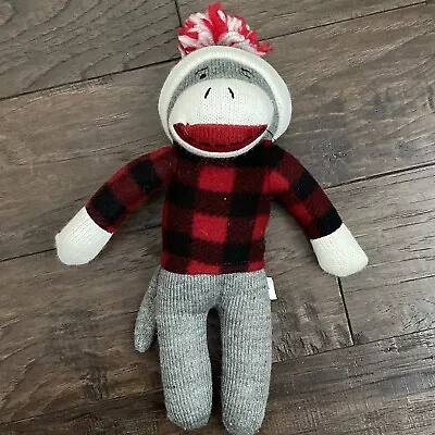 $14.99 • Buy Dandee Sock Monkey Plush Doll In Buffalo Check Shirt Beanie Hat Stuffed Toy